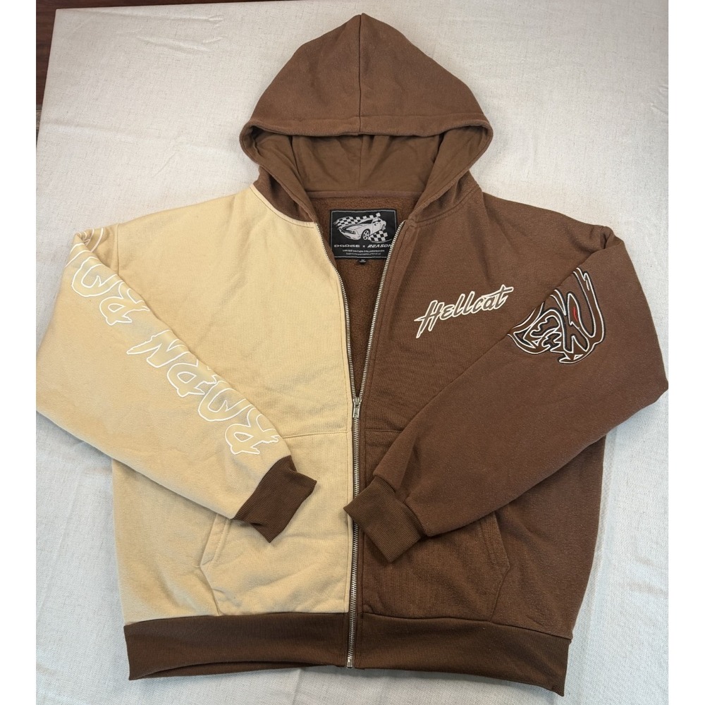 Dodge X Reason Hoodie Size M Full Zip Limited Edition Hellcat Raise Hell Brown